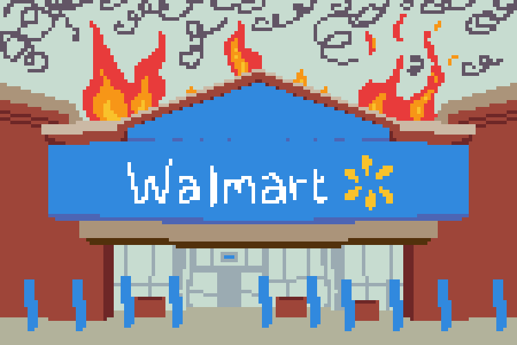 a walmart on fire